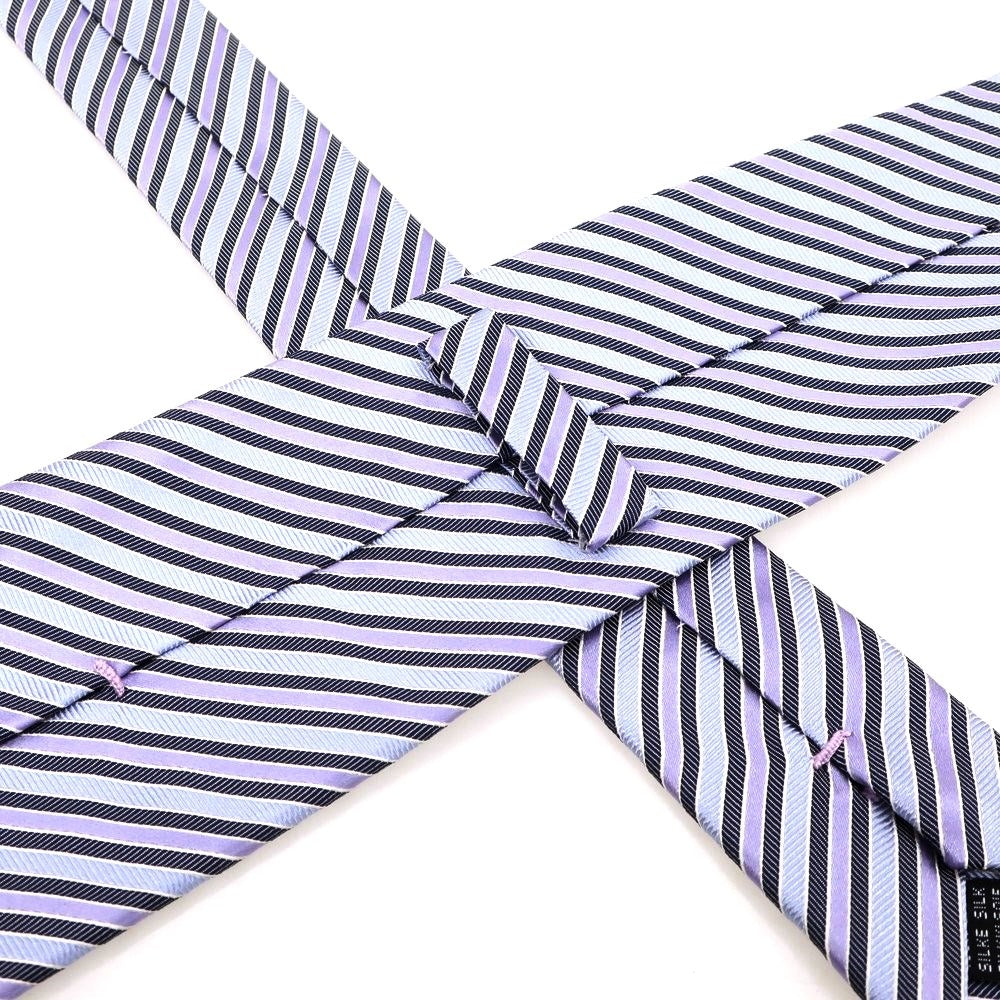 【中古】フランコ プリンツィバリー FRANCO PRINZIVALLI シルク ストライプ柄ネクタイ ライトブルーxライトパープル【BLU】【S/S/A/W】【状態ランクB】【メンズ】 [EPD]
