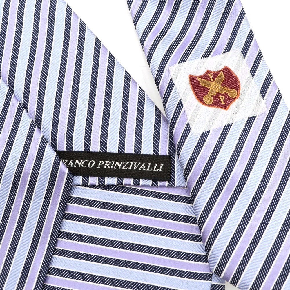 【中古】フランコ プリンツィバリー FRANCO PRINZIVALLI シルク ストライプ柄ネクタイ ライトブルーxライトパープル【BLU】【S/S/A/W】【状態ランクB】【メンズ】 [EPD]