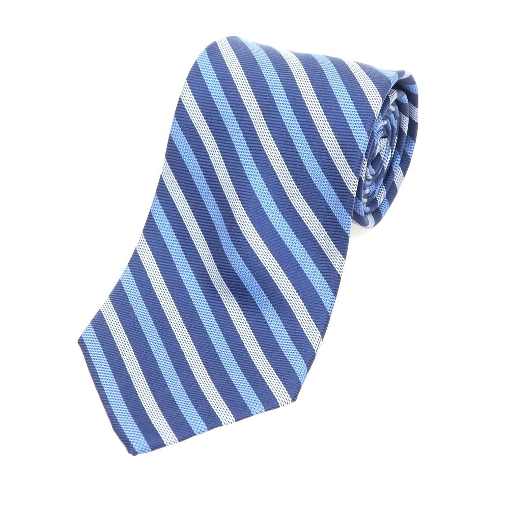 【中古】バティストーニ BATTISTONI シルクBARNEYS NEWYORK ストライプ柄ネクタイ ネイビーxブルー【NVY】【S/S/A/W】【状態ランクB】【メンズ】 [EPD]