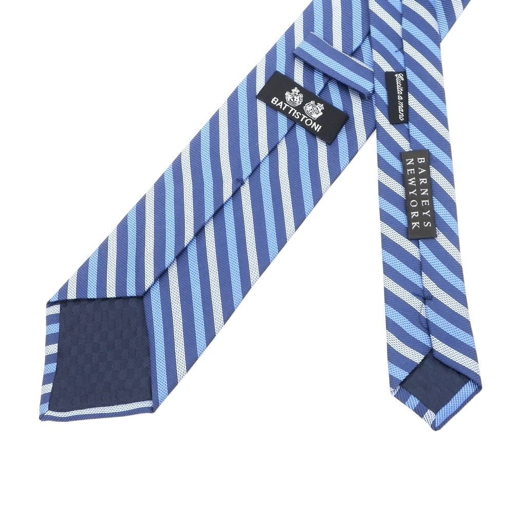 【中古】バティストーニ BATTISTONI シルクBARNEYS NEWYORK ストライプ柄ネクタイ ネイビーxブルー【NVY】【S/S/A/W】【状態ランクB】【メンズ】 [EPD]