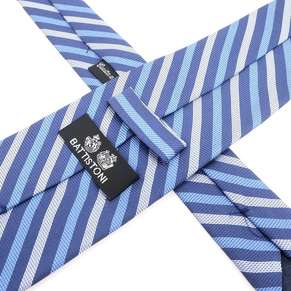 【中古】バティストーニ BATTISTONI シルクBARNEYS NEWYORK ストライプ柄ネクタイ ネイビーxブルー【NVY】【S/S/A/W】【状態ランクB】【メンズ】 [EPD]