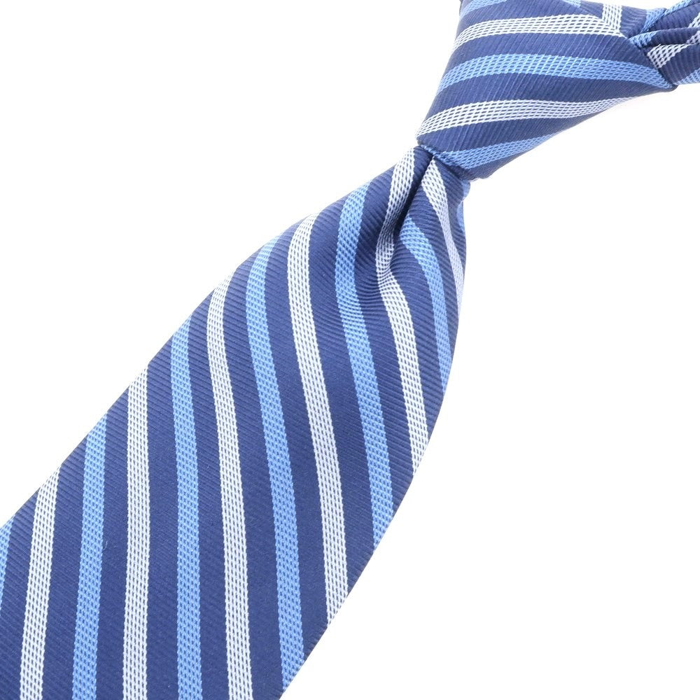 【中古】バティストーニ BATTISTONI シルクBARNEYS NEWYORK ストライプ柄ネクタイ ネイビーxブルー【NVY】【S/S/A/W】【状態ランクB】【メンズ】 [EPD]