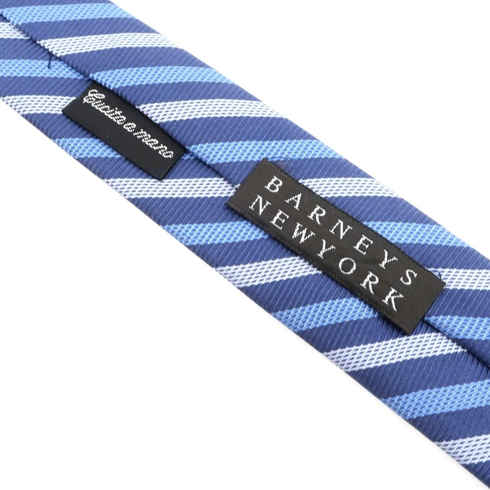【中古】バティストーニ BATTISTONI シルクBARNEYS NEWYORK ストライプ柄ネクタイ ネイビーxブルー【NVY】【S/S/A/W】【状態ランクB】【メンズ】 [EPD]