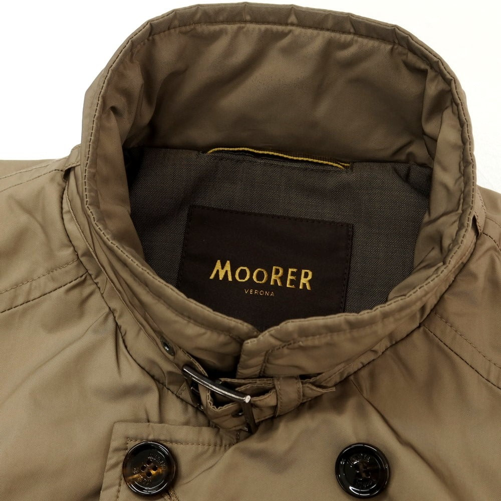 【中古】ムーレー MOORER MORANDI-KM ポリエステル スタンドカラー ダブルブレストコート ダークベージュ【 50 】【 状態ランクD 】【 メンズ 】