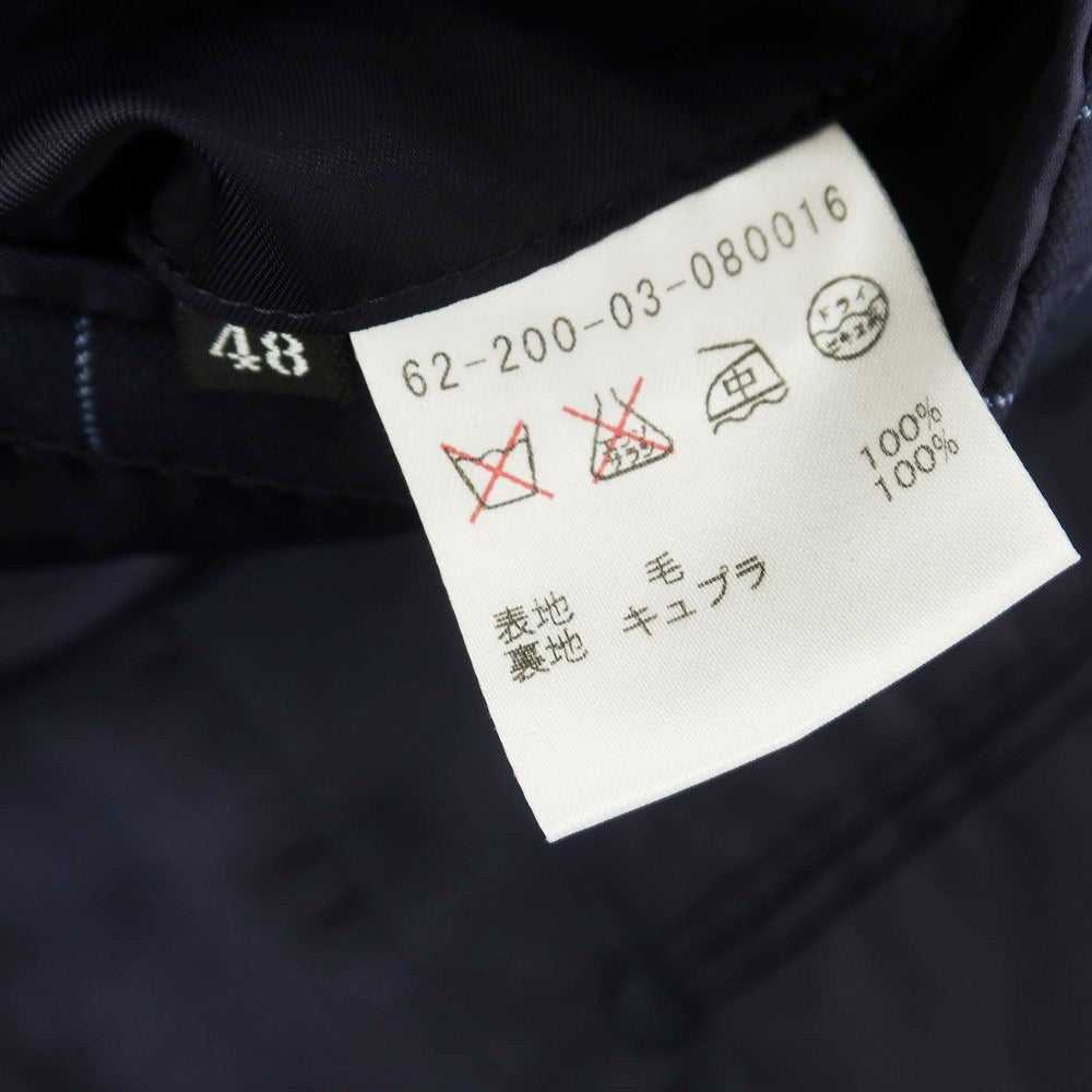 【中古】エストネーション ESTNATION ウール ストライプ 2つボタンスーツ ネイビーxライトブルー【サイズ48】【 状態ランクB 】【 メンズ 】 [EPD]