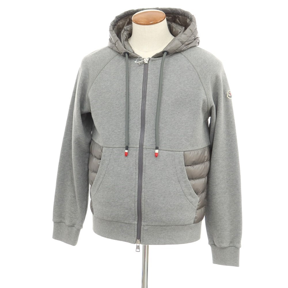 【中古】モンクレール MONCLER スウェット ダウン 切替 ダブルジップ パーカー グレー【サイズM】【GRY】【A/W】【状態ランクB】【メンズ】