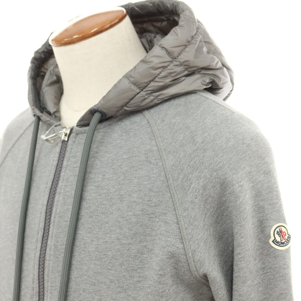 【中古】モンクレール MONCLER スウェット ダウン 切替 ダブルジップ パーカー グレー【サイズM】【GRY】【A/W】【状態ランクB】【メンズ】