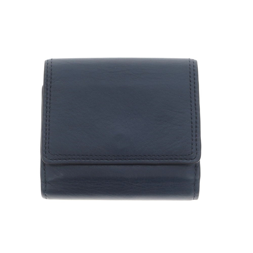 【中古】ジェイアンドエムデヴィッドソン J&amp;M Davidson レザー 三つ折り財布 ネイビーxダークレッド【 状態ランクA 】【 ユニセックス 】 [EPD]