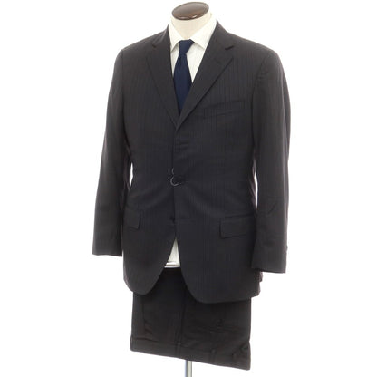 【中古】エルメネジルドゼニア Ermenegildo Zegna ウール ストライプ 3つボタンスーツ ブラック【 48 】【 状態ランクB 】【 メンズ 】