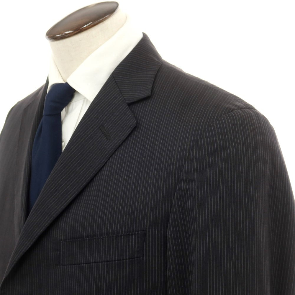 【中古】エルメネジルドゼニア Ermenegildo Zegna ウール ストライプ 3つボタンスーツ ブラック【 48 】【 状態ランクB 】【 メンズ 】