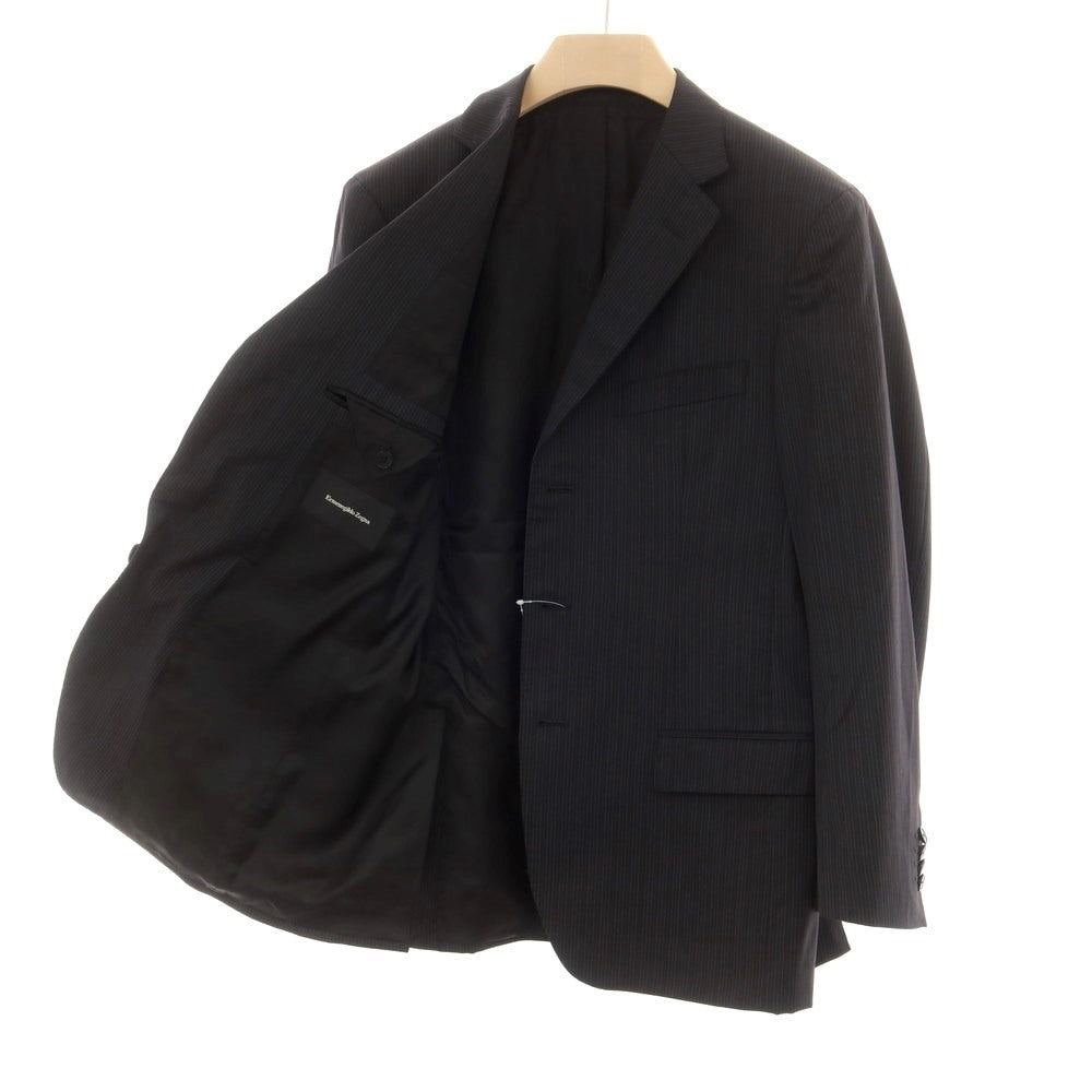 【中古】エルメネジルドゼニア Ermenegildo Zegna ウール ストライプ 3つボタンスーツ ブラック【 48 】【 状態ランクB 】【 メンズ 】