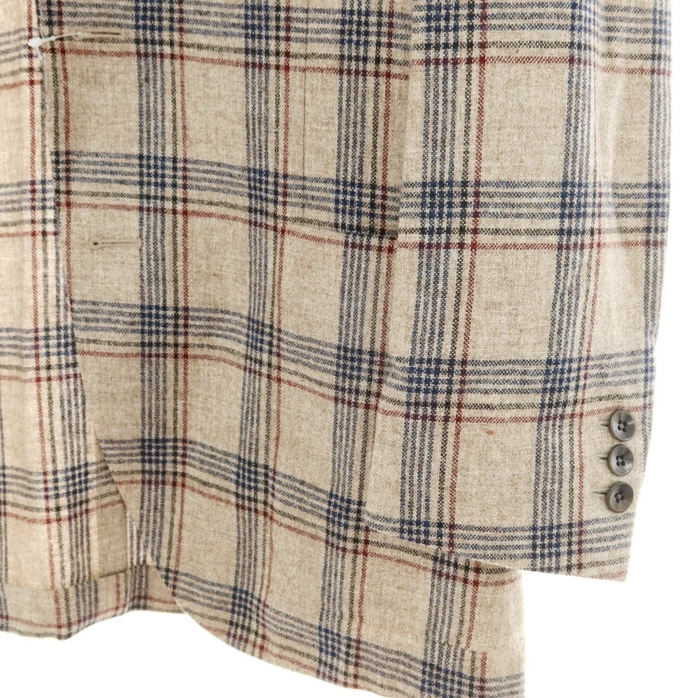 【中古】ボリオリ BOGLIOLI DOVER ウールカシミヤ チェック 3つボタン テーラードジャケット ベージュxネイビー【サイズ48】【 状態ランクB 】【 メンズ 】 [EPD]