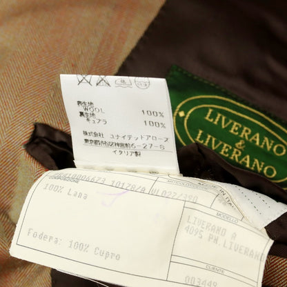 【中古】リベラーノ&amp;リベラーノ LIVERANO&amp;LIVERANO ウール ヘリンボーン 3つボタンスーツ ベージュ【 46 】【 状態ランクC 】【 メンズ 】