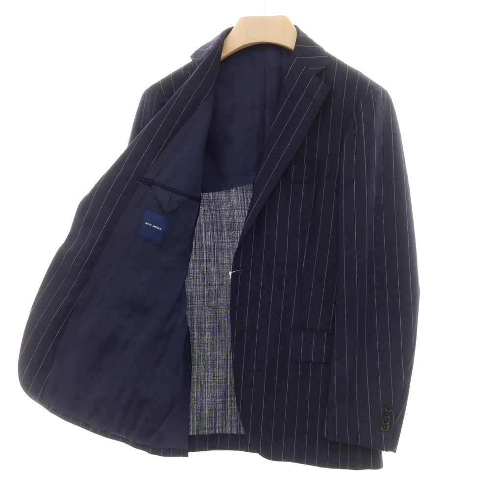 【中古】リングヂャケット RING JACKET ウール ストライプ 3つボタンスーツ ネイビーxホワイト【 44 】【 状態ランクD 】【 メンズ 】