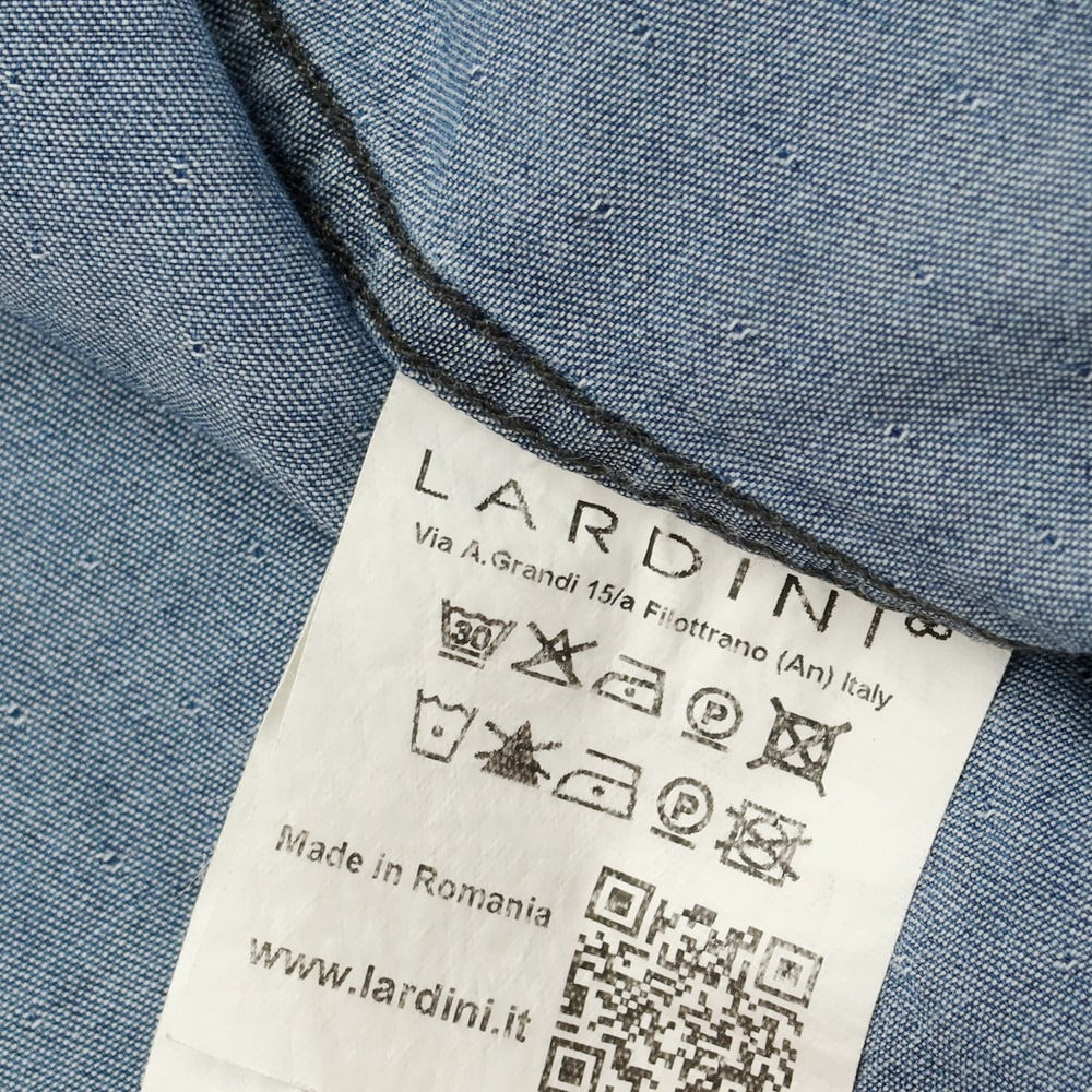 【中古】ラルディーニ LARDINI コットン セミワイドカラー カジュアルシャツ ブルーxホワイト【サイズ39】【BLU】【S/S/A/W】【状態ランクD】【メンズ】