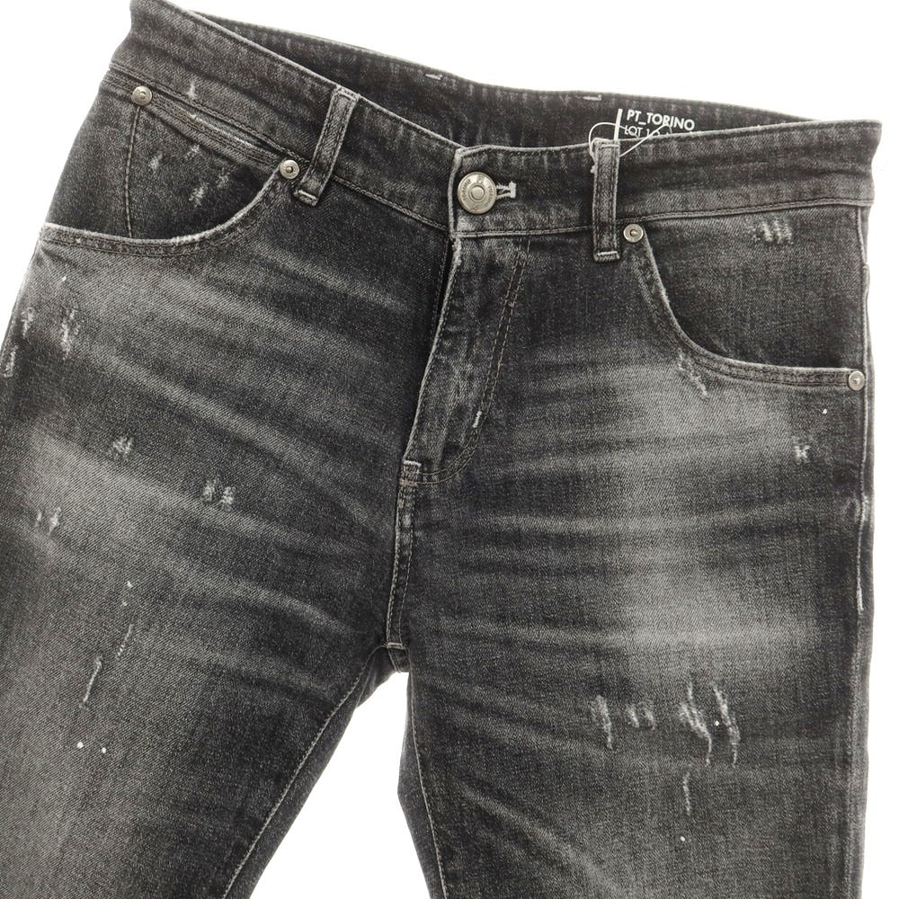 【中古】ピーティートリノ デニム PT TORINO DENIM REGGAE ストレッチ ダメージ加工 ジーンズ デニムパンツ ブラック【 28 】【 状態ランクB 】【 メンズ 】