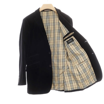 【中古】バーバリーブラックレーベル BURBERRY BLACK LABEL コットン ベロア 2つボタン カジュアルジャケット ブラック【 L 】【 状態ランクC 】【 メンズ 】