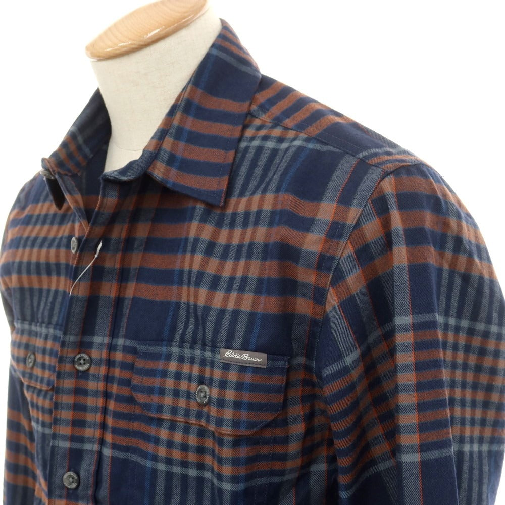 【中古】【未使用】エディー バウアー Eddie Bauer ポリエステル レギュラーカラーシャツ ネイビーxオレンジブラウン×オレンジ【サイズS】【NVY】【A/W】【状態ランクS】【メンズ】