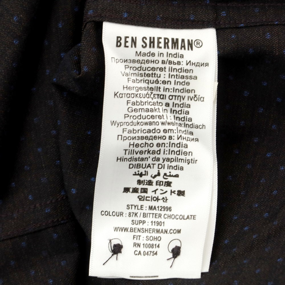 【中古】【未使用】ベンシャーマン Ben Sherman コットン ドット柄 カジュアルシャツ ブラック系xブルー【サイズM】【BLK】【S/S/A/W】【状態ランクS】【メンズ】