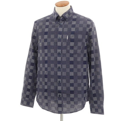 【中古】【未使用】ベンシャーマン Ben Sherman コットン チェック ボタンダウン カジュアルシャツ ネイビーxホワイト【サイズM】【NVY】【S/S/A/W】【状態ランクS】【メンズ】