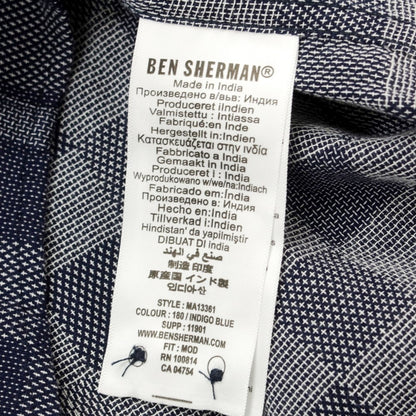 【中古】【未使用】ベンシャーマン Ben Sherman コットン チェック ボタンダウン カジュアルシャツ ネイビーxホワイト【サイズM】【NVY】【S/S/A/W】【状態ランクS】【メンズ】