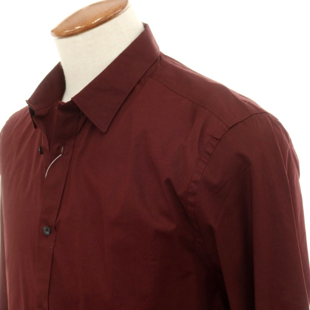 【中古】【未使用】ベンシャーマン Ben Sherman ストレッチ コットン カジュアルシャツ マルーン【サイズM】【RED】【S/S/A/W】【状態ランクS】【メンズ】