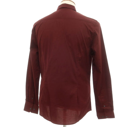 【中古】【未使用】ベンシャーマン Ben Sherman ストレッチ コットン カジュアルシャツ マルーン【サイズM】【RED】【S/S/A/W】【状態ランクS】【メンズ】