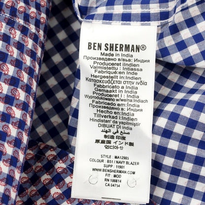 【中古】【未使用】ベンシャーマン Ben Sherman コットン チェック×ペイズリー BDシャツ ネイビーブルーxホワイト×レッド【 M 】【 状態ランクS 】【 メンズ 】