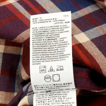 【中古】バナナリパブリック Banana Republic コットン チェック ボタンダウン ネルシャツ マルーン系xネイビー【 L 】【 状態ランクA 】【 メンズ 】