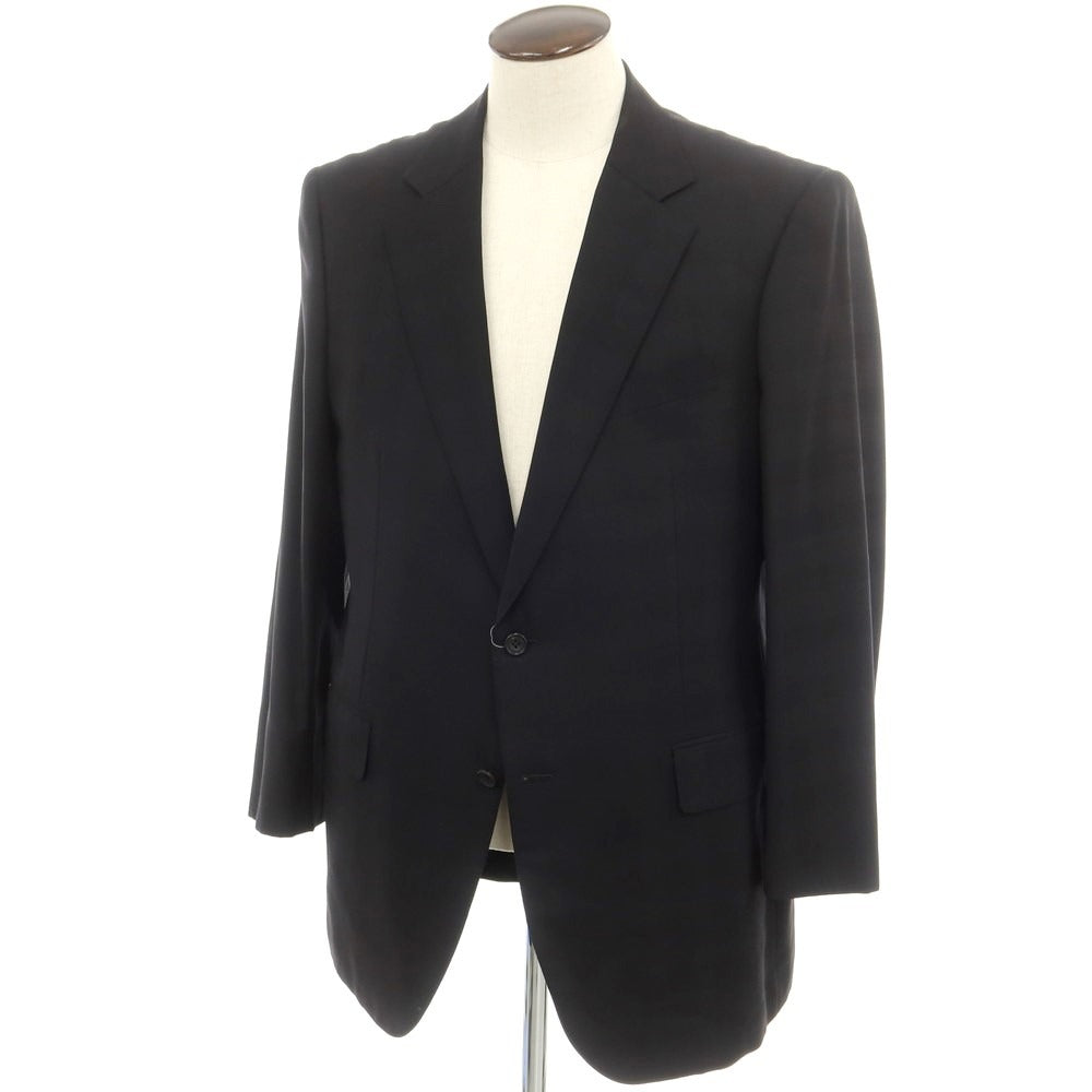 【中古】バーバリーロンドン BURBERRY LONDON SUPER120’S ウール チェック 2B テーラードジャケット ブラック【サイズL】【 状態ランクC 】【 メンズ 】 [EPD]