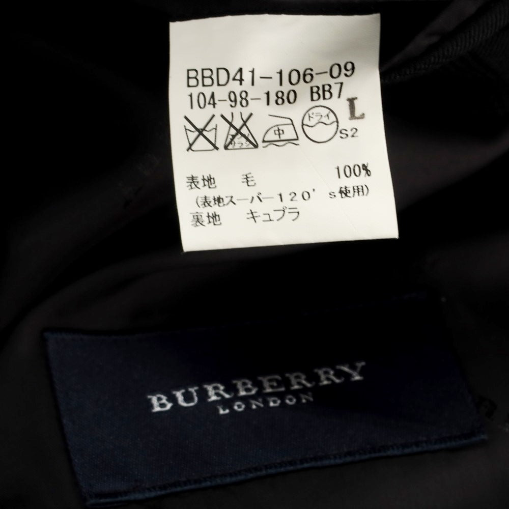 【中古】バーバリーロンドン BURBERRY LONDON SUPER120’S ウール チェック 2B テーラードジャケット ブラック【サイズL】【 状態ランクC 】【 メンズ 】 [EPD]