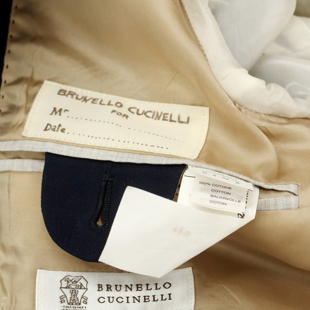 【中古】ブルネロクチネリ Brunello Cucinelli コットン ヘリンボーン 3つボタンスーツ ネイビー【 54 】【 状態ランクC 】【 メンズ 】