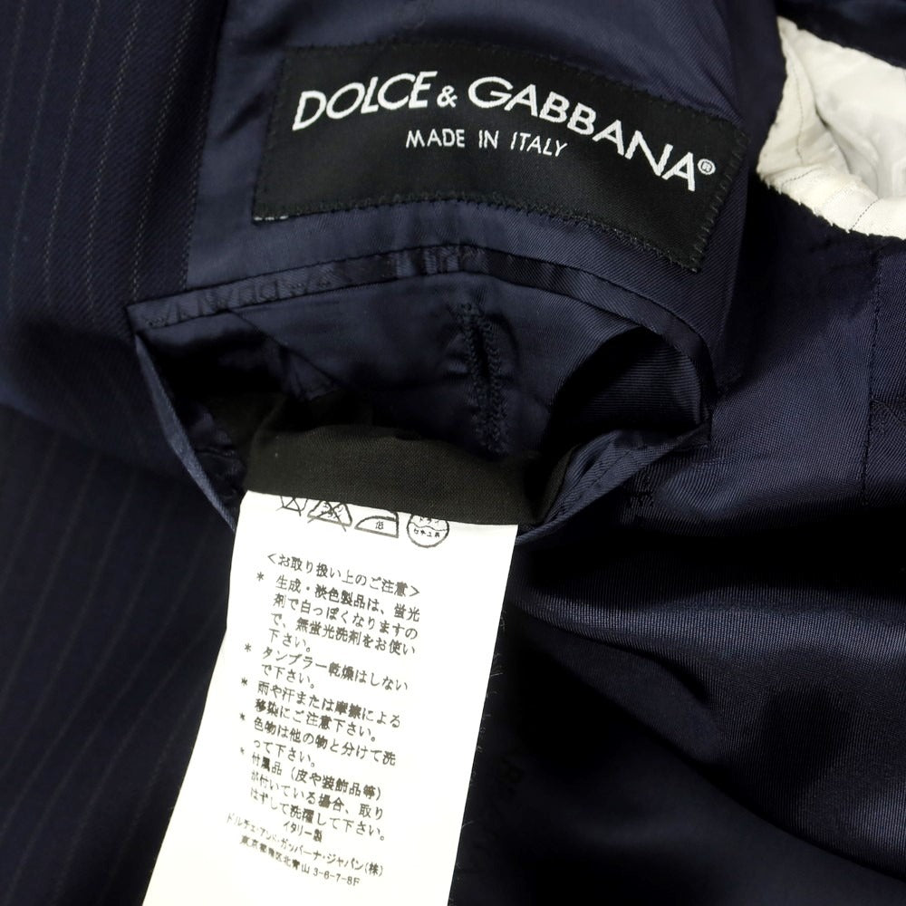 【中古】ドルチェアンドガッバーナ DOLCE&amp;GABBANA ウール ストライプ テーラードジャケット ダークネイビー【 54 】【 状態ランクC 】【 メンズ 】