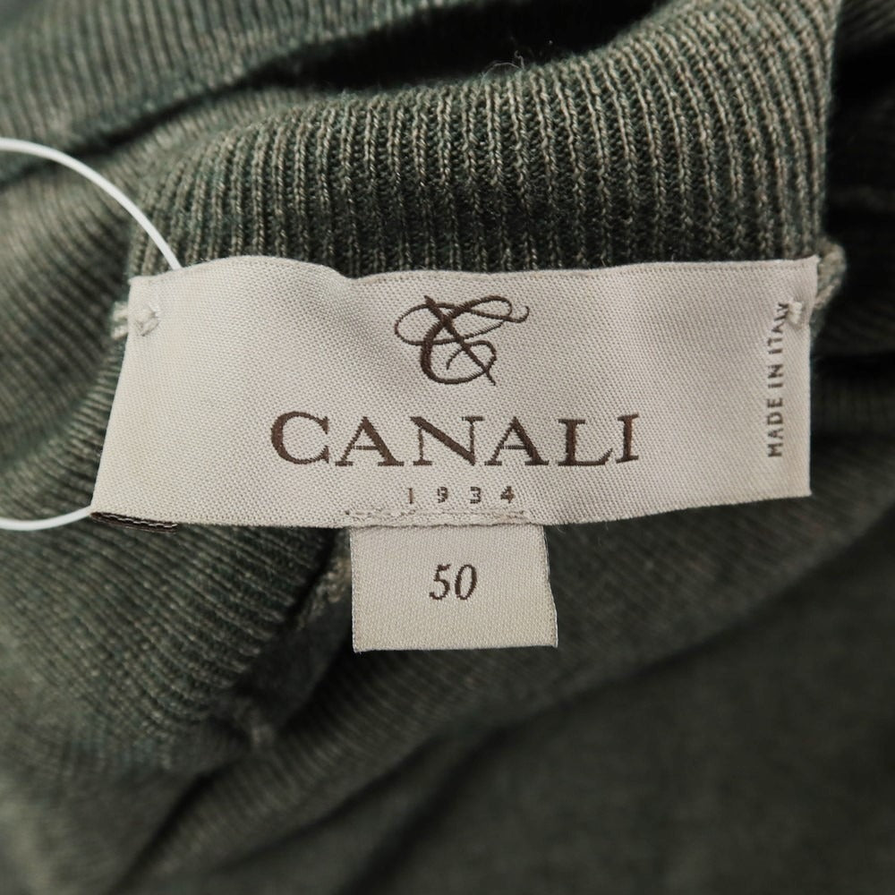 【中古】カナーリ CANALI ハイゲージ ウールシルク タートルネック プルオーバーニット ダークグリーン系【サイズ50】【GRN】【A/W】【状態ランクB】【メンズ】