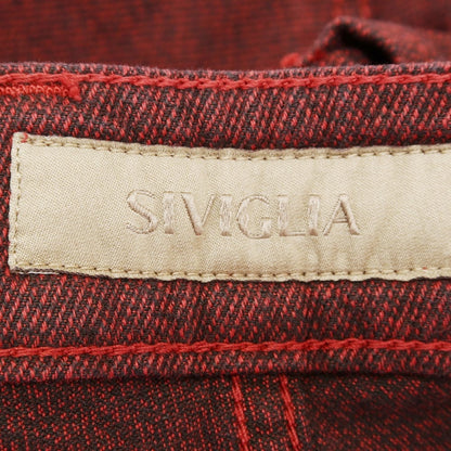 【中古】シビリア SIVIGLIA ストレッチ コットン 5ポケットパンツ ダークレッドxブラック【サイズ32】【RED】【S/S/A/W】【状態ランクB】【メンズ】