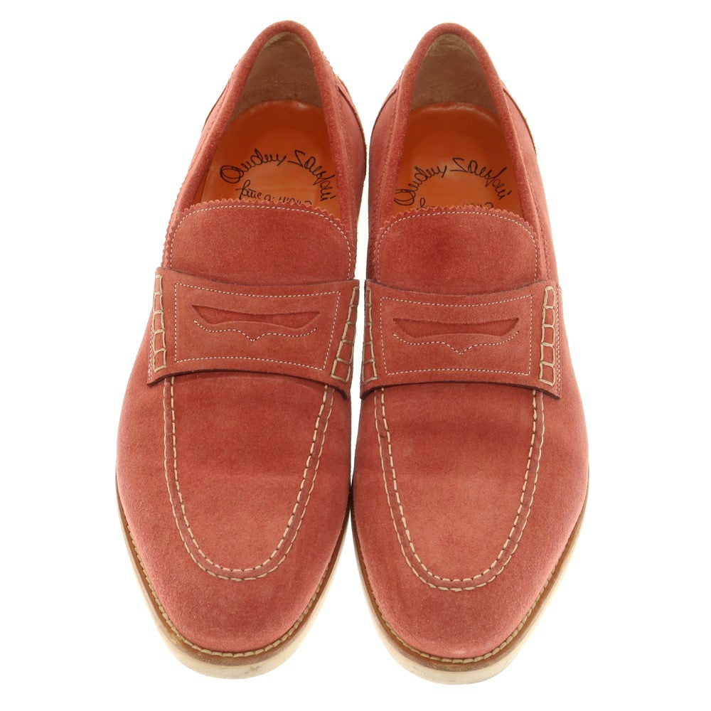 【中古】サントーニ Santoni スエード コインローファー ダークピンク【 9F 】【 状態ランクB 】【 メンズ 】