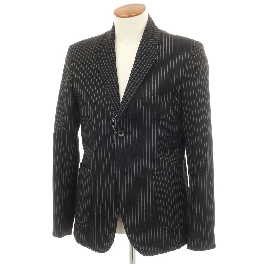 【中古】ピエールダレ Pierre Darre ポリエステルレーヨン ストライプ 2B カジュアルジャケット ブラックxライトグレー【サイズ46】【 状態ランクB 】【 メンズ 】 [EPD]