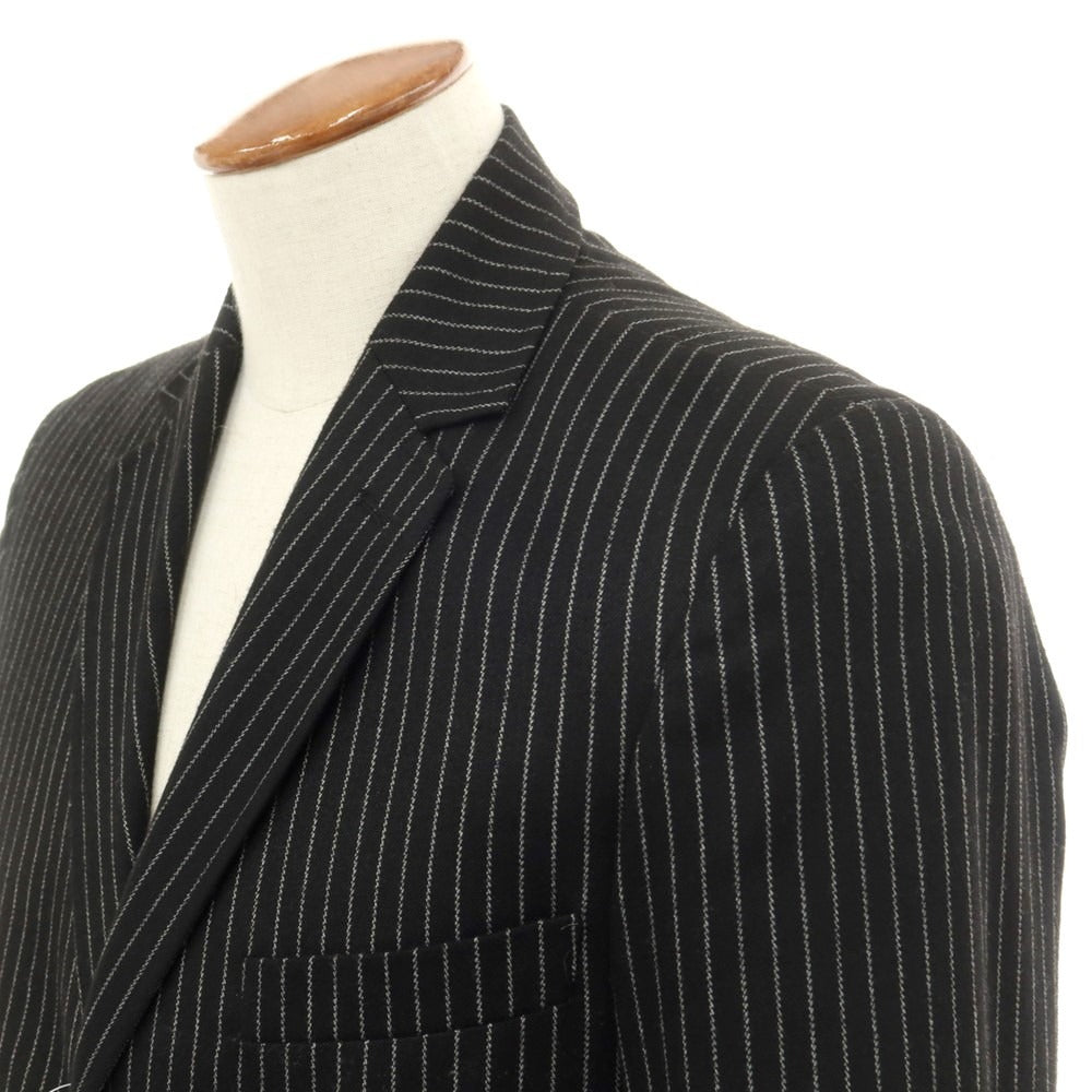 【中古】ピエールダレ Pierre Darre ポリエステルレーヨン ストライプ 2B カジュアルジャケット ブラックxライトグレー【サイズ46】【 状態ランクB 】【 メンズ 】 [EPD]