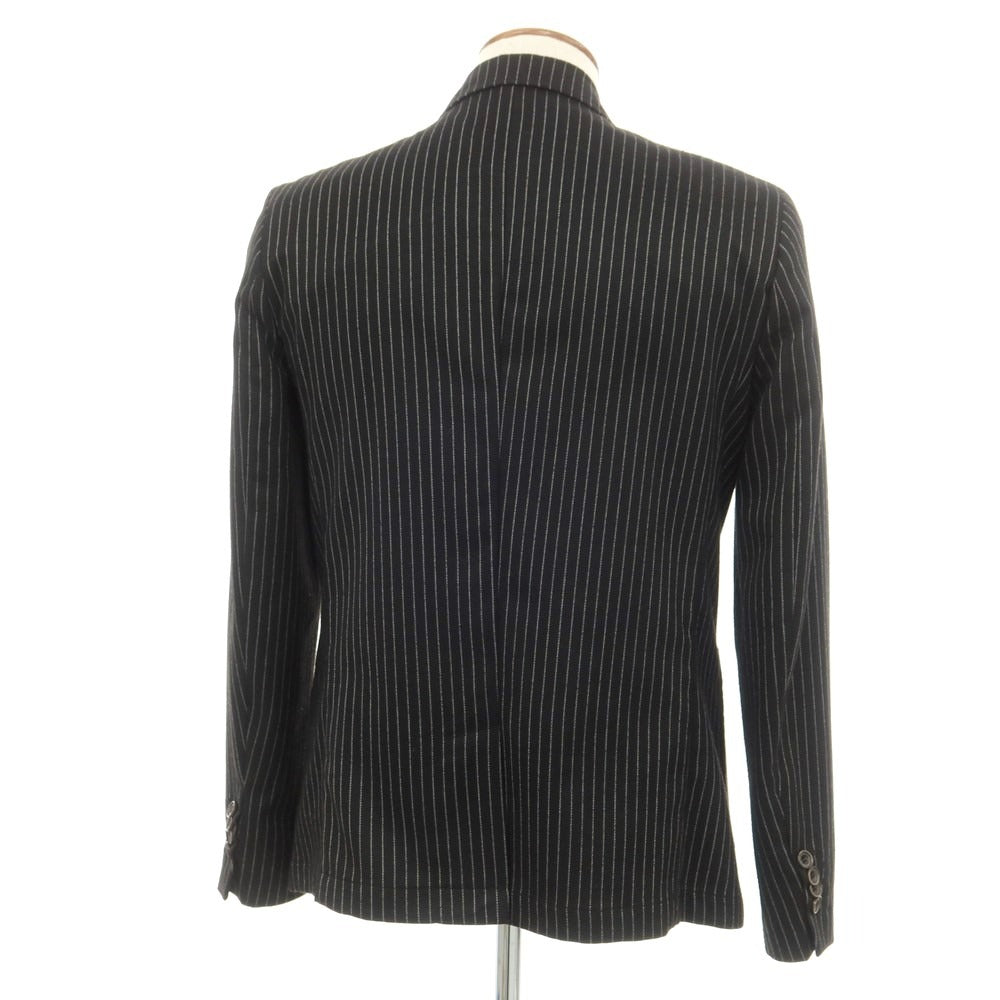 【中古】ピエールダレ Pierre Darre ポリエステルレーヨン ストライプ 2B カジュアルジャケット ブラックxライトグレー【サイズ46】【 状態ランクB 】【 メンズ 】 [EPD]