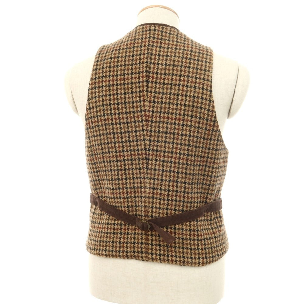 【中古】ビームスプラス BEAMS PLUS Harris Tweed ウール チェック ベスト カジュアル系ジレ ベージュxブラウン【サイズS】【BEI】【A/W】【状態ランクB】【メンズ】