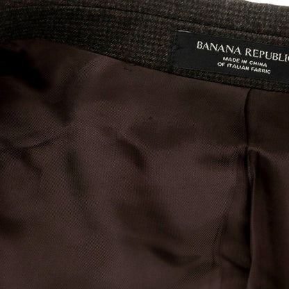 【中古】バナナリパブリック Banana Republic ウール チェック ダブルテーラードジャケット ダークブラウン系【 40R 】【 状態ランクA 】【 メンズ 】