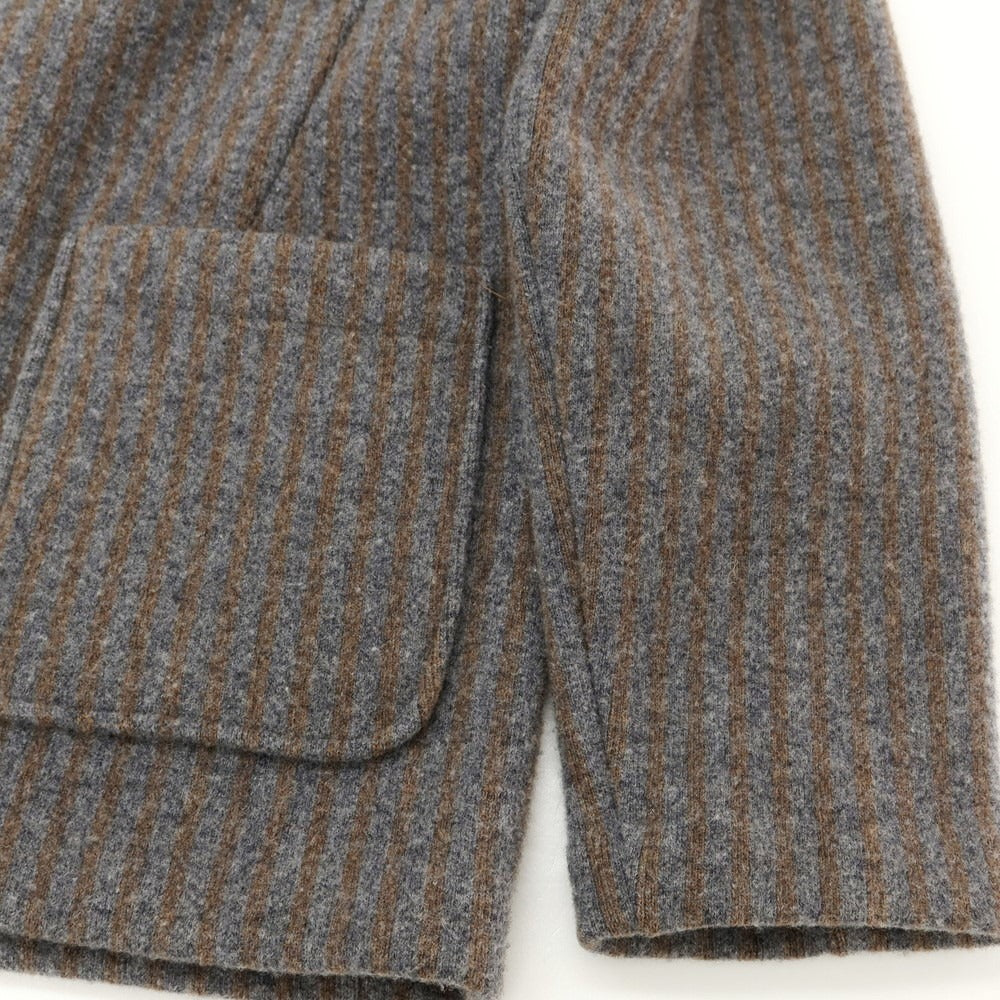 【中古】アルテア Altea ウール ストライプ ニットジャケット グレーxブラウン【サイズL】【 状態ランクB 】【 メンズ 】 [EPD]