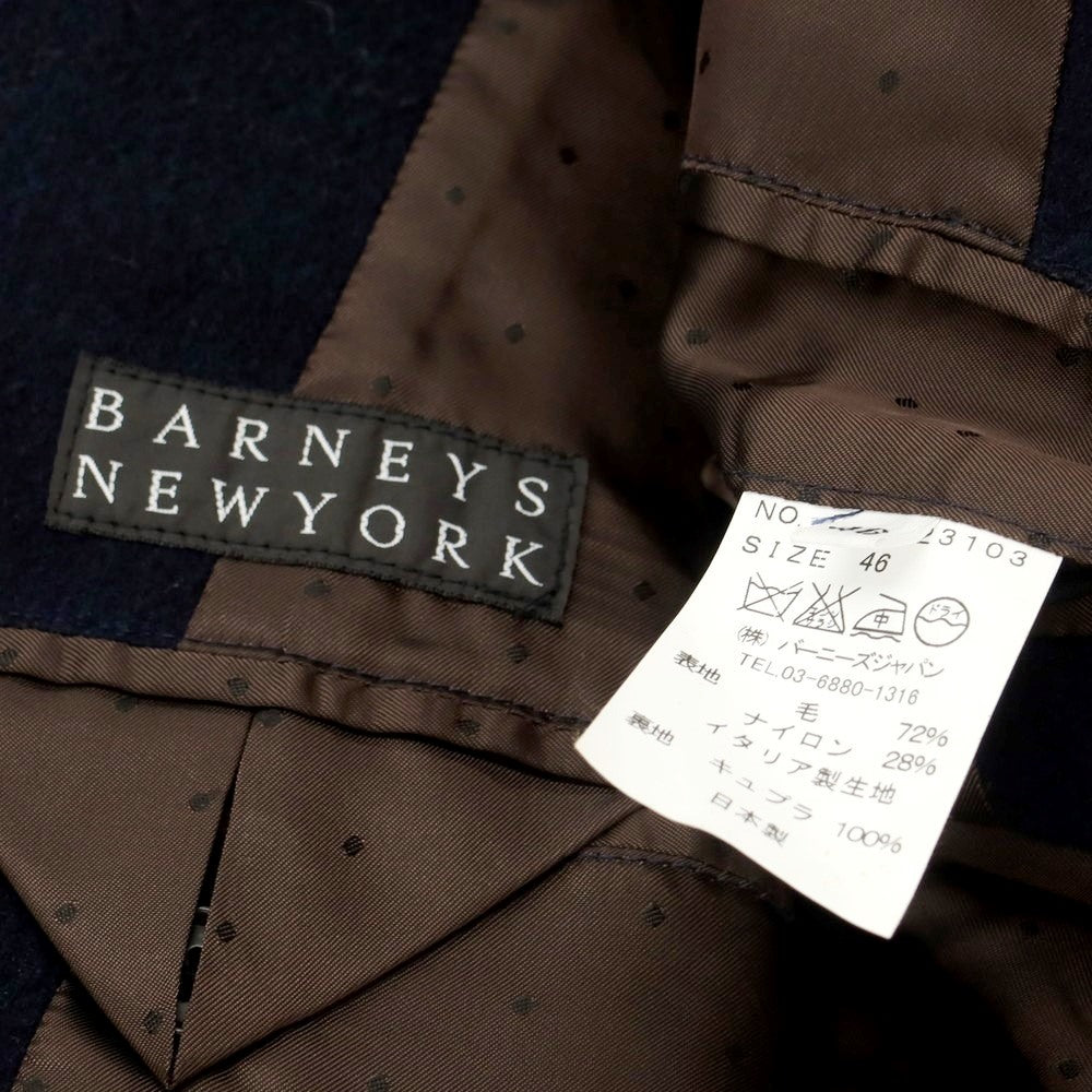 【中古】バーニーズニューヨーク BARNEYS NEWYORK ウールナイロン チェック テーラードジャケット ネイビーxグリーン【 46 】【 状態ランクC 】【 メンズ 】