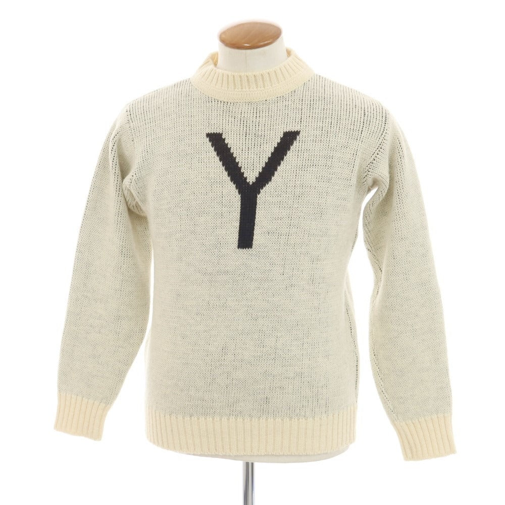 【中古】オールドダービーニットウェア OLDDERBY KNITWEAR ミドルゲージ ウール モックネック プルオーバーニット アイボリー【サイズM】【 状態ランクB 】【 メンズ 】 [EPD]