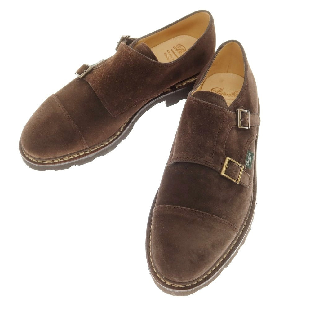 【中古】【未使用】パラブーツ Paraboot WILLIAM スエード ダブルモンク ドレスシューズ ブラウン【 7 1/2 】【 状態ランクS 】【 メンズ 】