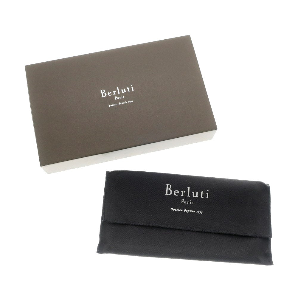 【中古】ベルルッティ Berluti カリグラフィ セコイヤ 札入れ 長財布 ネイビー系【 状態ランクB 】【 メンズ 】