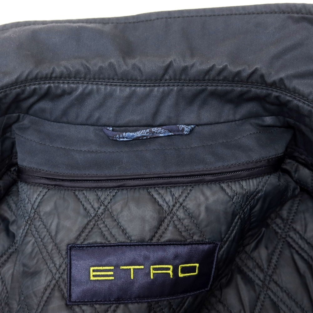 【中古】エトロ ETRO コットンナイロン ライナー付き ステンカラーコート ダークネイビー【 54 】【 状態ランクC 】【 メンズ 】