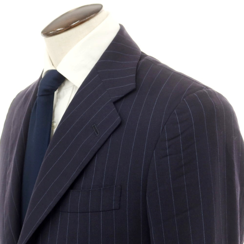 【中古】チロパオーネ キートン Ciro Paone Kiton タイユアタイ別注 3つボタンスーツ ネイビーxブルー【 48 】【 状態ランクD 】【 メンズ 】