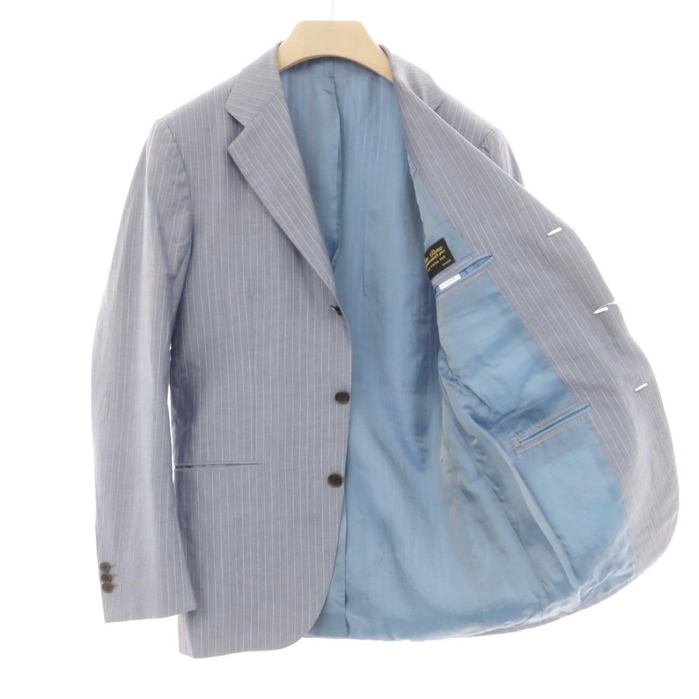 【中古】チロパオーネ キートン Ciro Paone Kiton カシミヤコットンシルク ストライプ 3つボタンスーツ ブルー系【 48 】【 状態ランクD 】【 メンズ 】