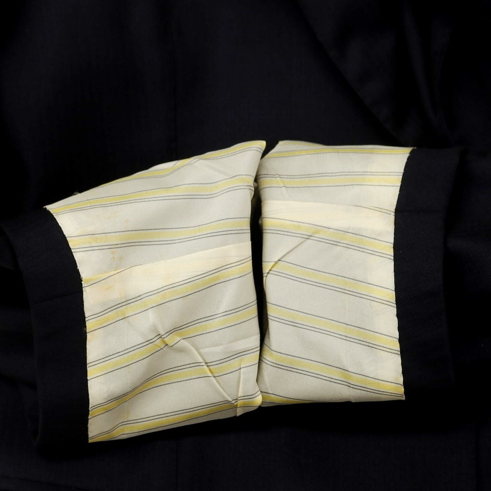 【中古】アンティカ サルトリア ディ アテッラ ナポリ Antica Sartoria Di Atella Napoli ウール ヘリンボーン 3つボタンスーツ ダークネイビー【サイズ46】【 状態ランクC 】【 メンズ 】 [EPD]
